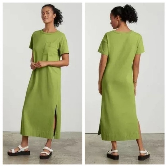 Everlane Organic Cotton Everyday T Shirt Midi Dress in Green - Picture 1 of 10